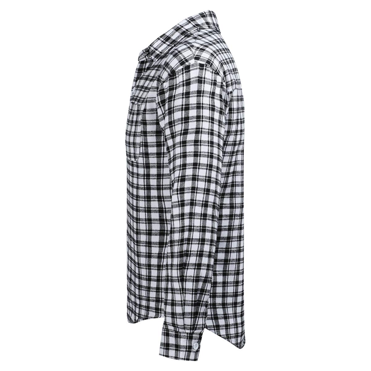 YFFUSHI Mens Plaid Checked Shirt Long Sleeve Casual Regular Fit Cotton Comfort Top Black