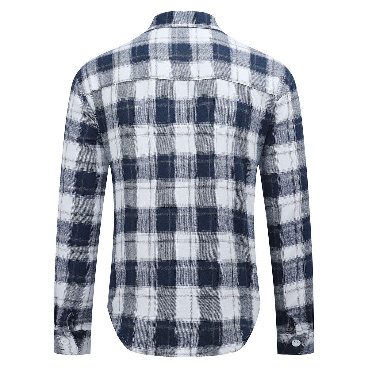 YFFUSHI Mens Plaid Casual Shirt Long Sleeve Button Down Standard-Fit Daily Shirts Navy