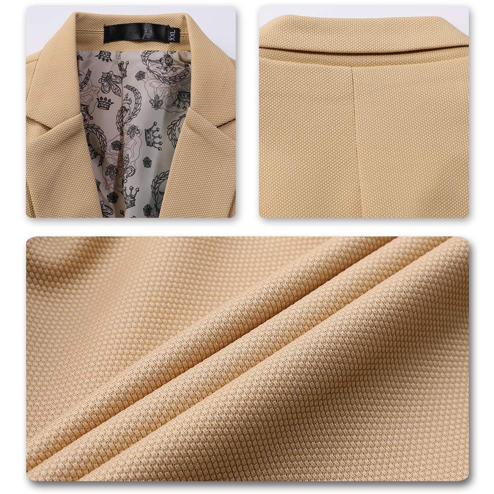 YFFUSHI Mens Slim Fit Sport Coat Casual One Button Solid Color Jacket Blazer Khaki