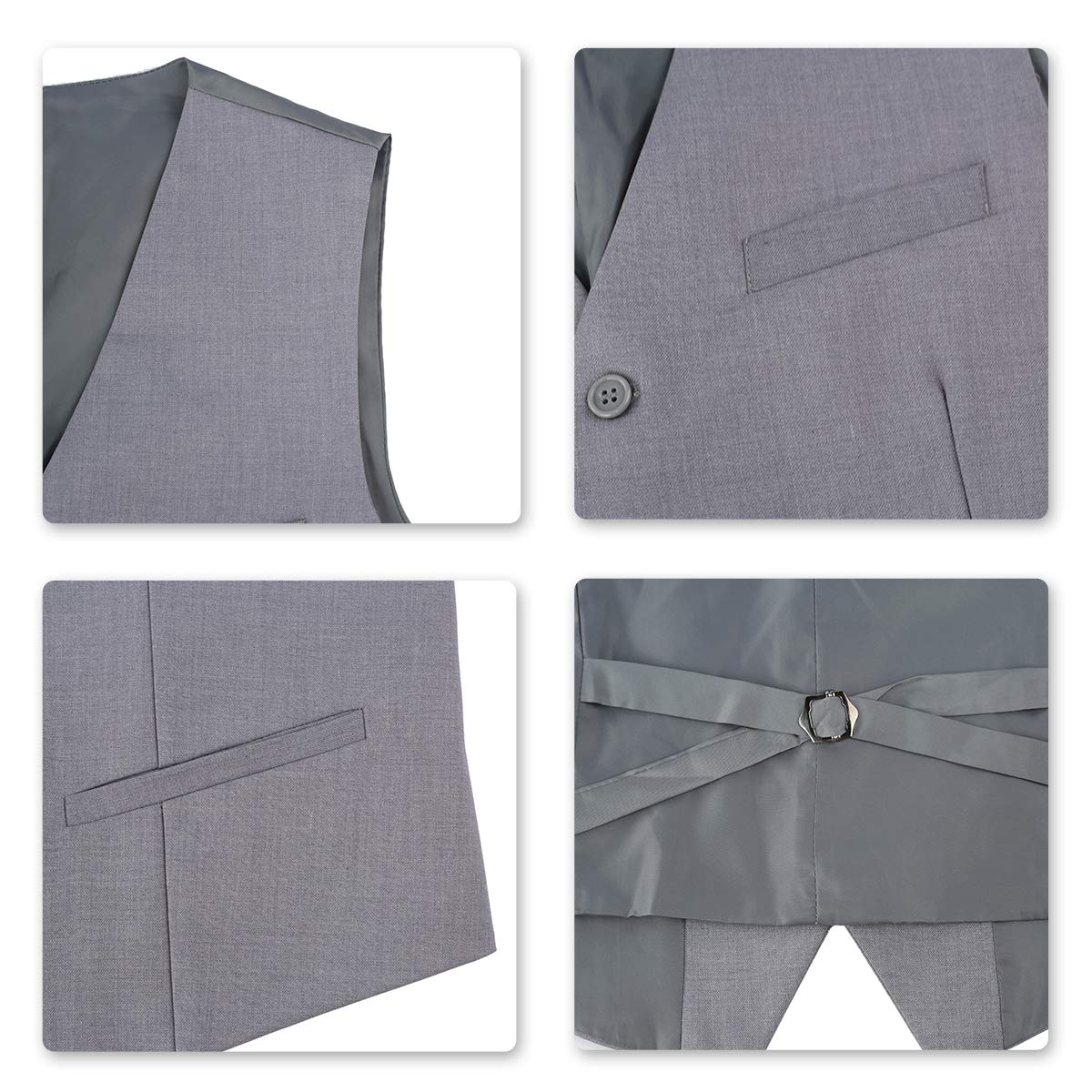 YFFUSHI Mens Formal Slim Fit Business Wedding Dress Vest Waistcoat Light Gray