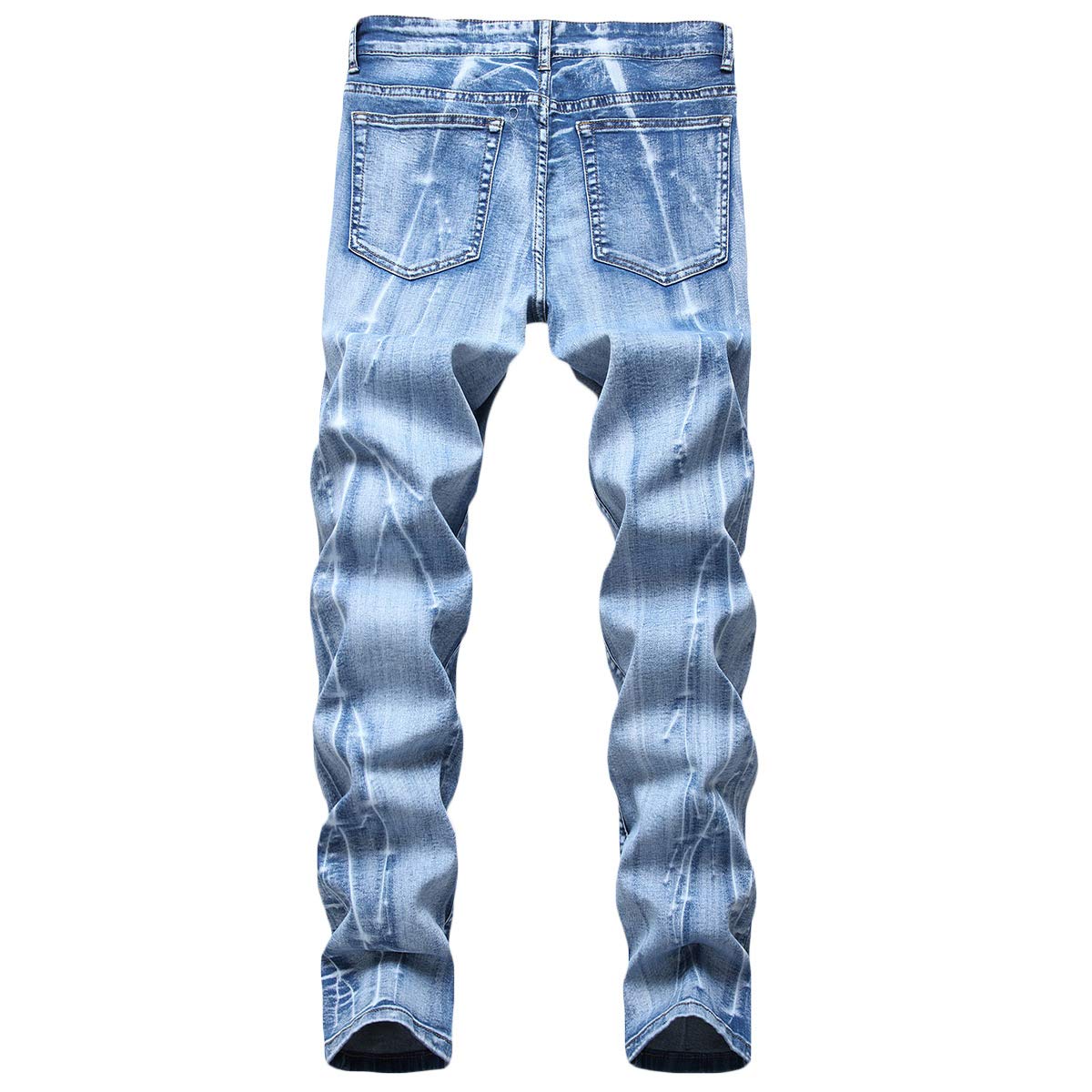 YFFUSHI Mens Straight Fit Stretch Jeans Slim Fit Washed Comfy Casual Denim Pants Blue 1