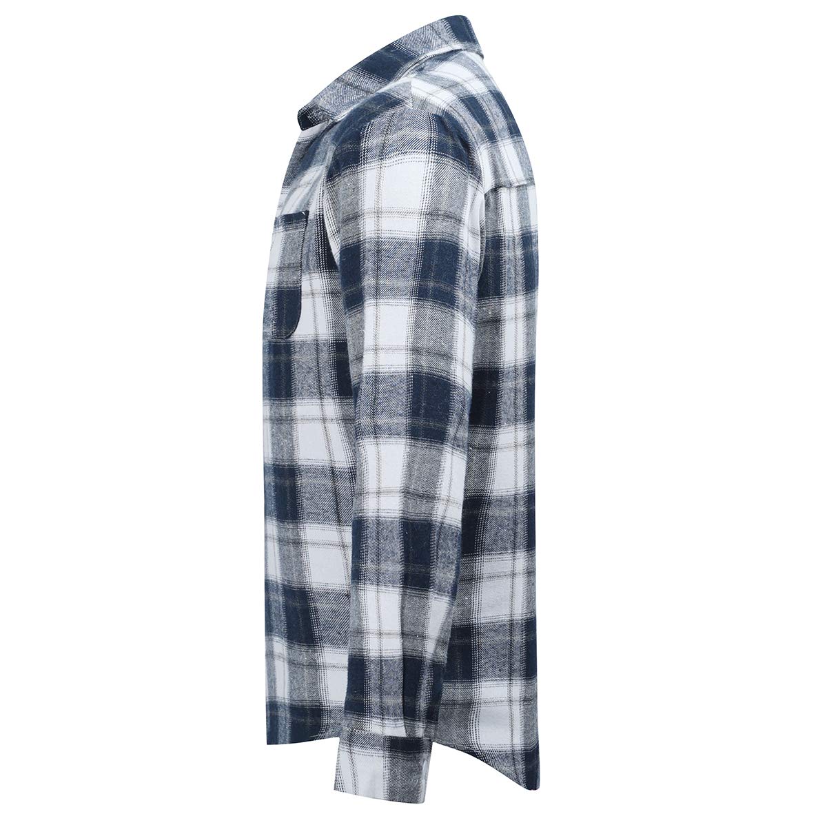 YFFUSHI Mens Plaid Casual Shirt Long Sleeve Button Down Standard-Fit Daily Shirts Navy