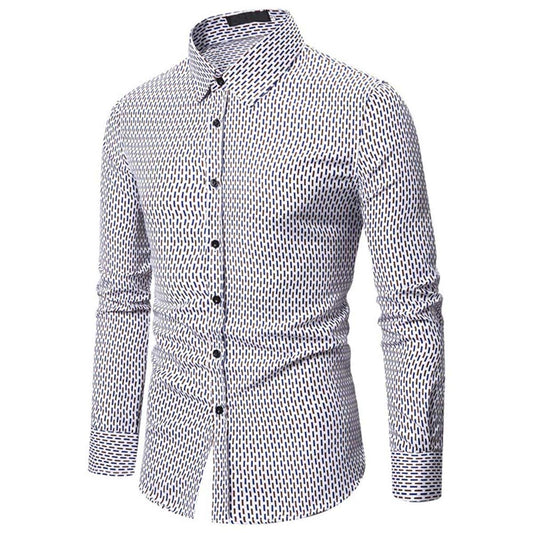 YFFUSHI Mens Long Sleeve Casual Shirt Dots Printed Button Down Regular Fit Dress Shirt Light Brown