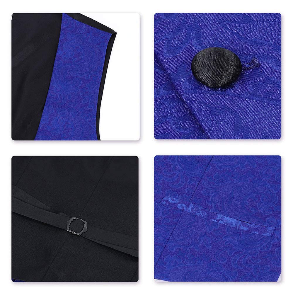 YFFUSHI Men's Elegant Jacquard 3 Piece Suit Slim Fit Royal Tuxedo Blue