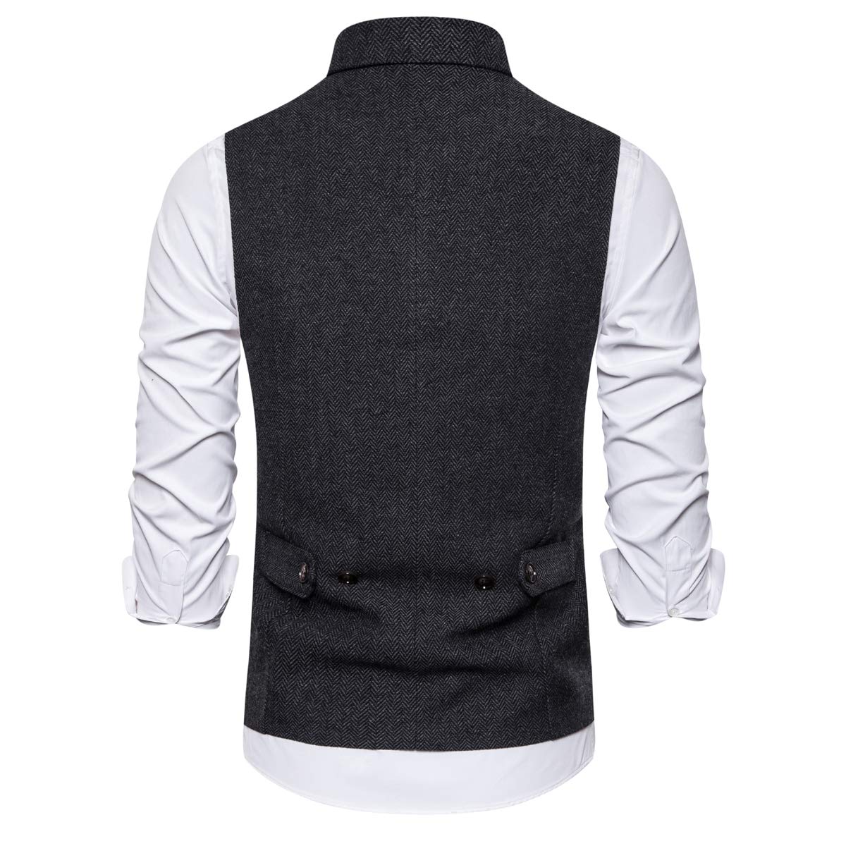 YFFUSHI Mens Slim Fit Stripes Double Breasted Premium Button Down Vest Dark Gray