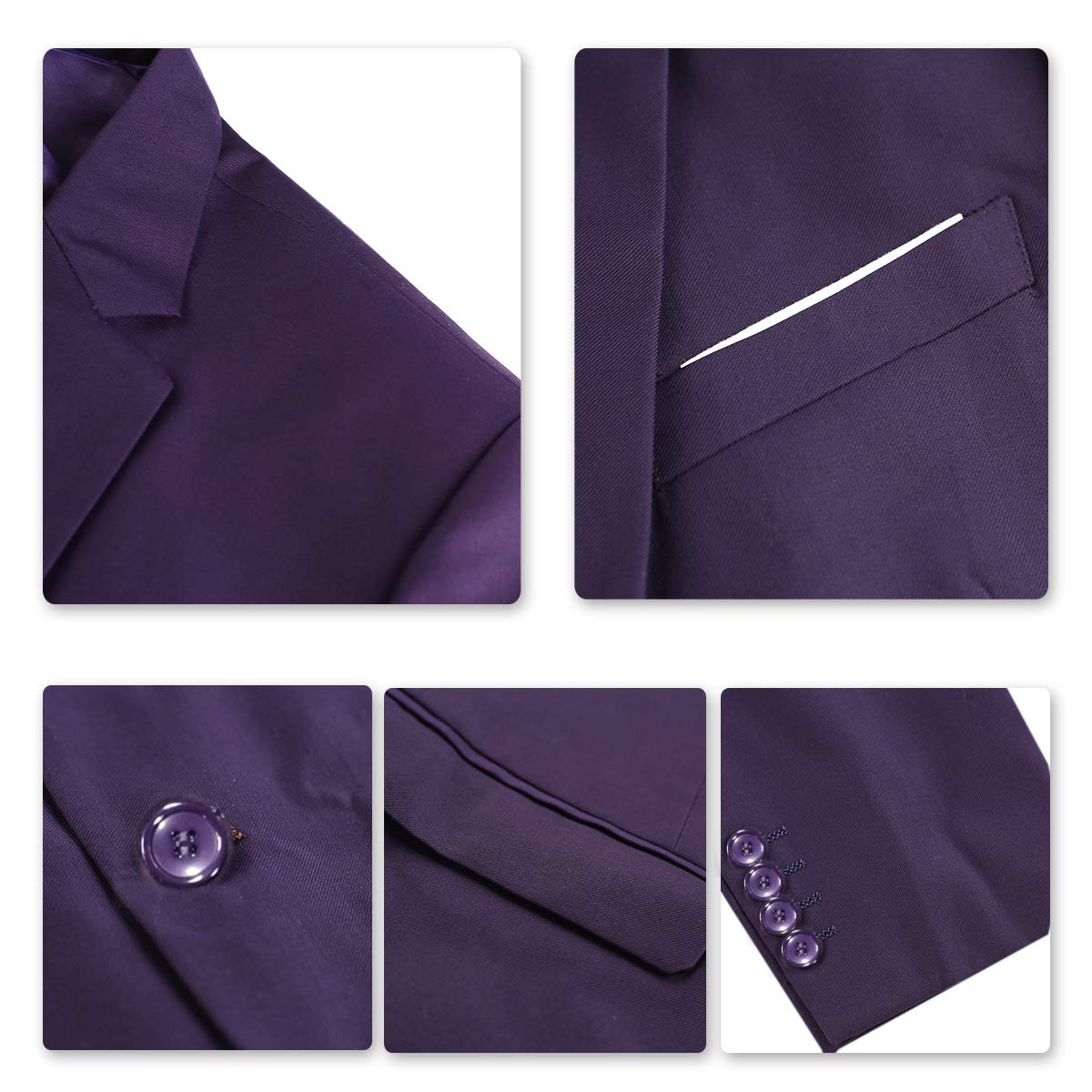 YFFUSHI Mens 2 Piece Set Slim Fit Casual Formal 1 Button Blazer Solid Dress Suit Shirt Purple