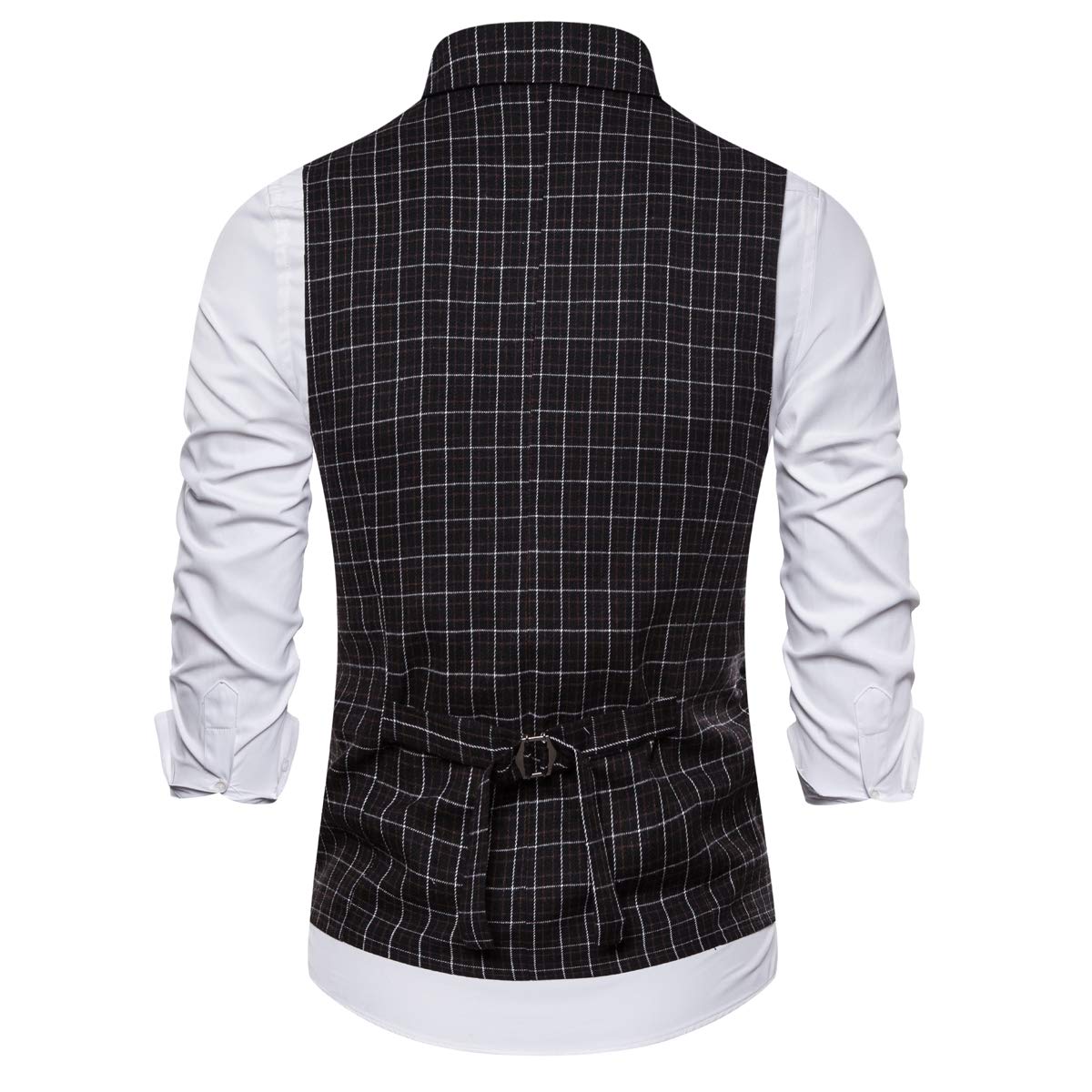 YFFUSHI Mens Slim Fit Formal Premium Button Down Vest Waistcoat Deep Coffee