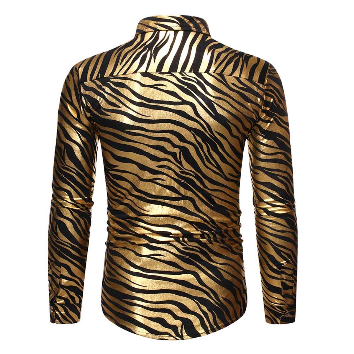 YFFUSHI Mens Casual Long Sleeve Shirt Hot Stamping Luxury Floral Button Down Tops Blouses Gold