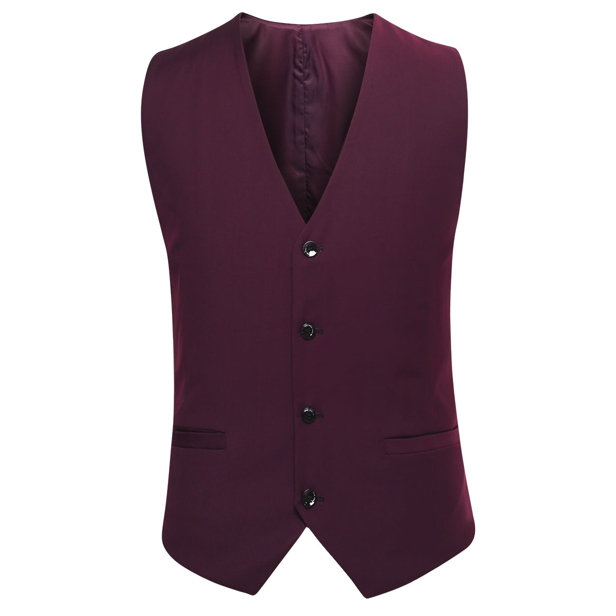 YFFUSHI Mens Formal Slim Fit Business Wedding Dress Vest Waistcoat Dark Red