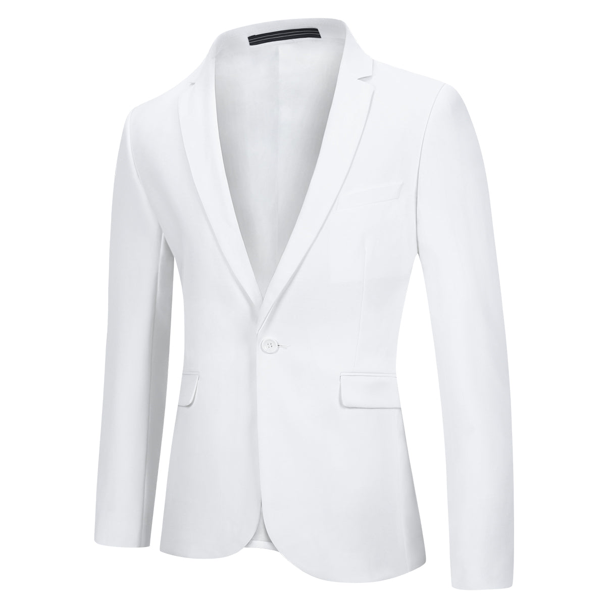 YFFUSHI Mens 2 Piece Suits One Button Formal Slim Fit Solid Color Wedding Tuxedo White