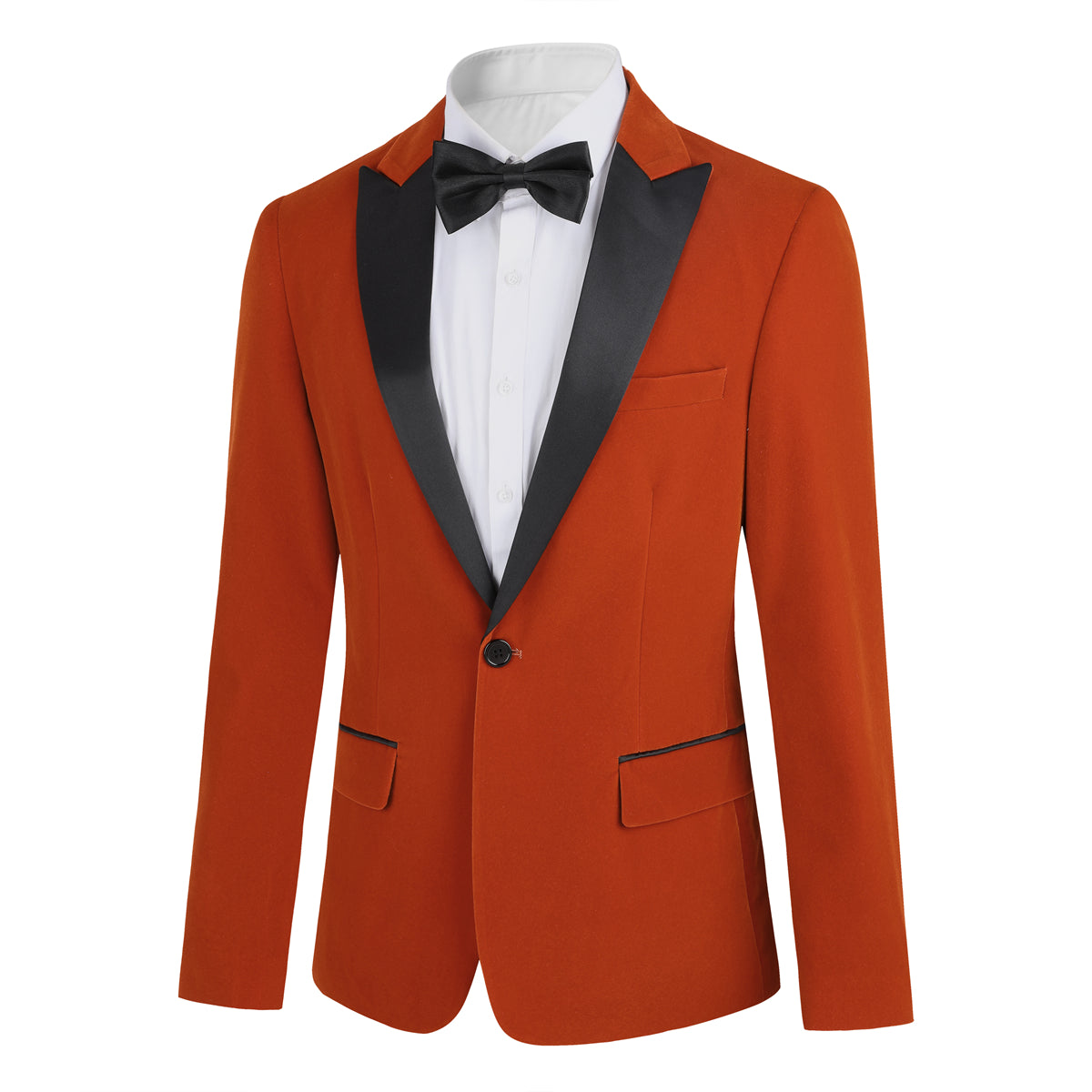 YFFUSHI Mens Dress Suit Blazer 1 Button Peaked Lapel Tuxedo Orange