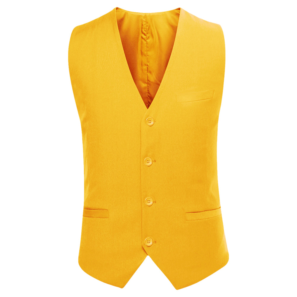 YFFUSHI Men's Slim Fit 3 Piece Suit One Button Suits Blazer Tux Vest & Trousers Yellow