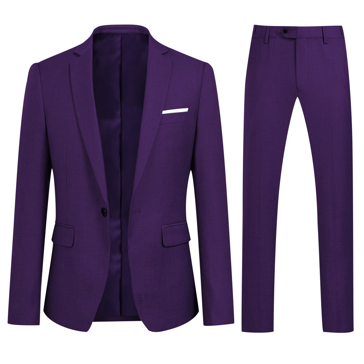 YFFUSHI Slim Fit 2 Piece Suit for Men One Button Casual/Formal Tuxedo Purple