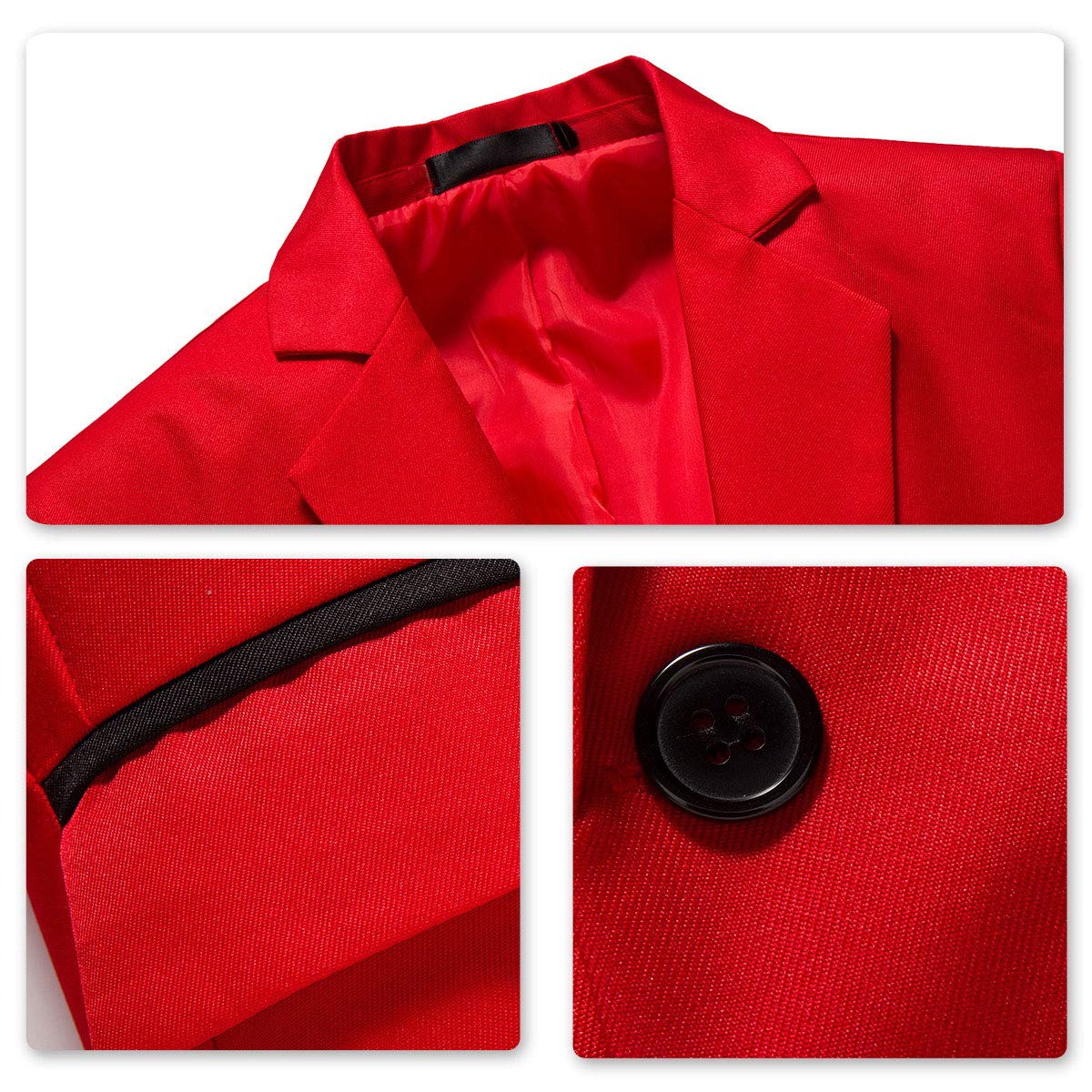 YFFUSHI Men's Casual Slim Fit One Button Notched Lapel Lightweight Blazer Red