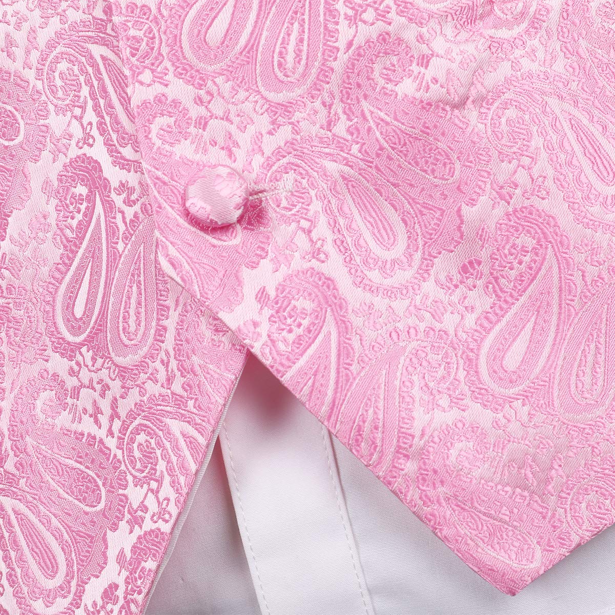 YFFUSHI Men's 3pc Vest Set Floral Waistcoat Necktie Pocket Square Pink