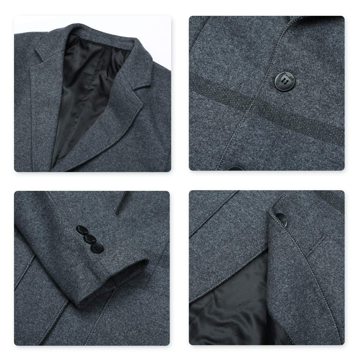 YFFUSHI Mens Standard Fit Wool Blazer Casual 2 Button Daily Business Suit Jacket Gray