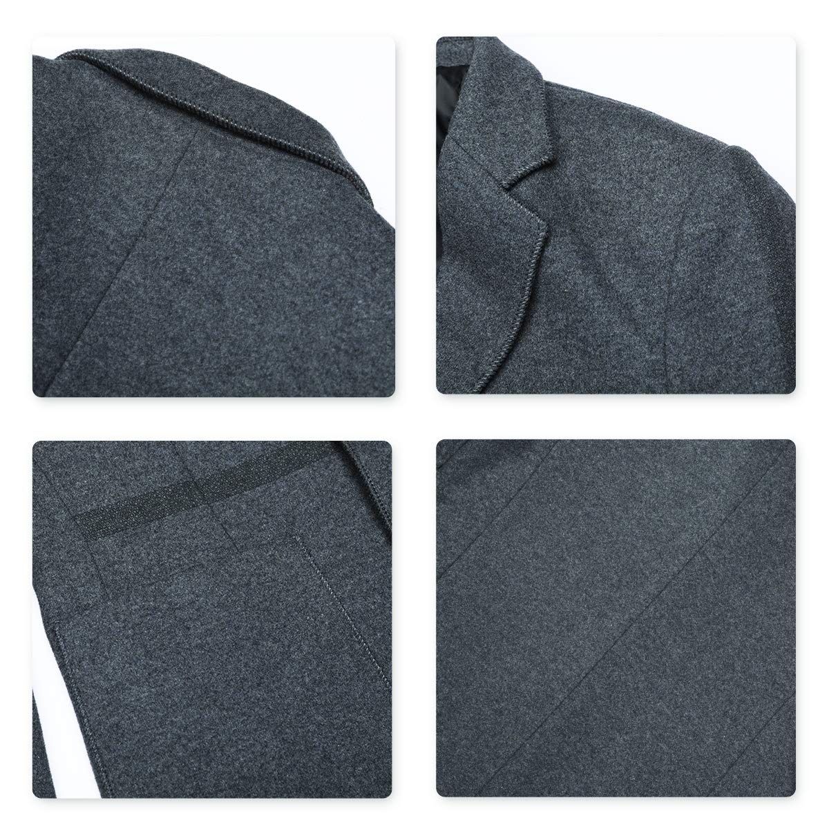 YFFUSHI Mens Standard Fit Wool Blazer Casual 2 Button Daily Business Suit Jacket Gray