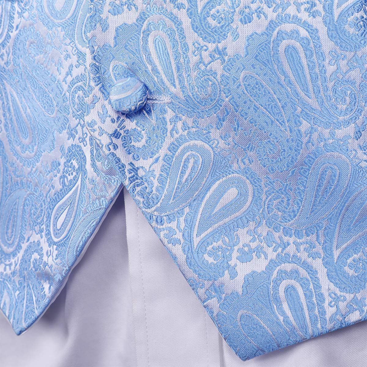 YFFUSHI Men's 3pc Vest Set Floral Waistcoat Necktie Pocket Square Light Blue