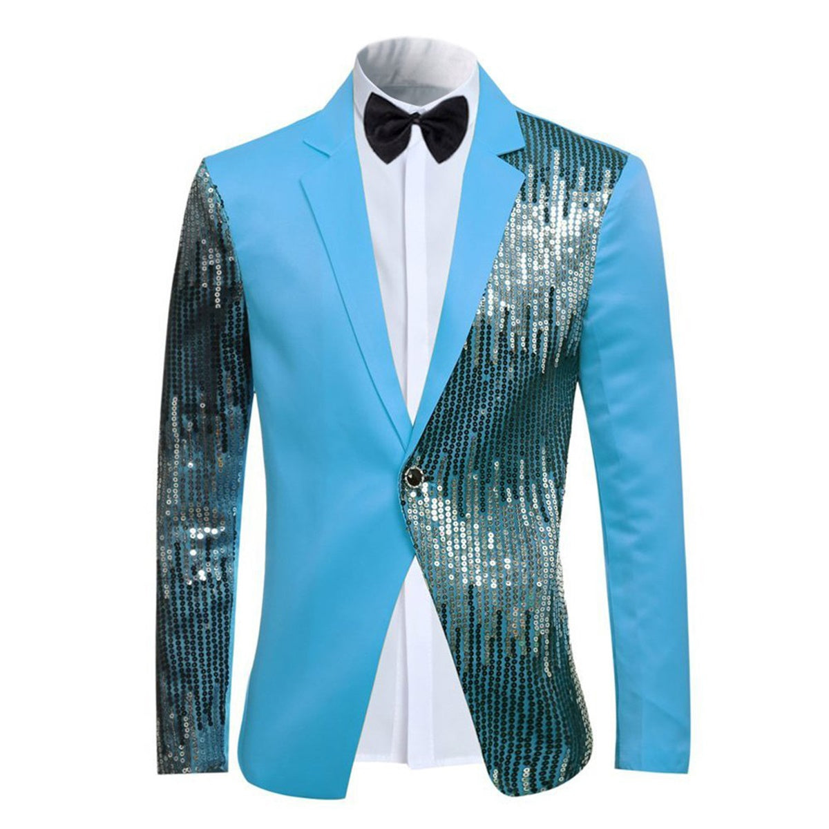 Mens Blue And Silver Sequin Stylish Blazer