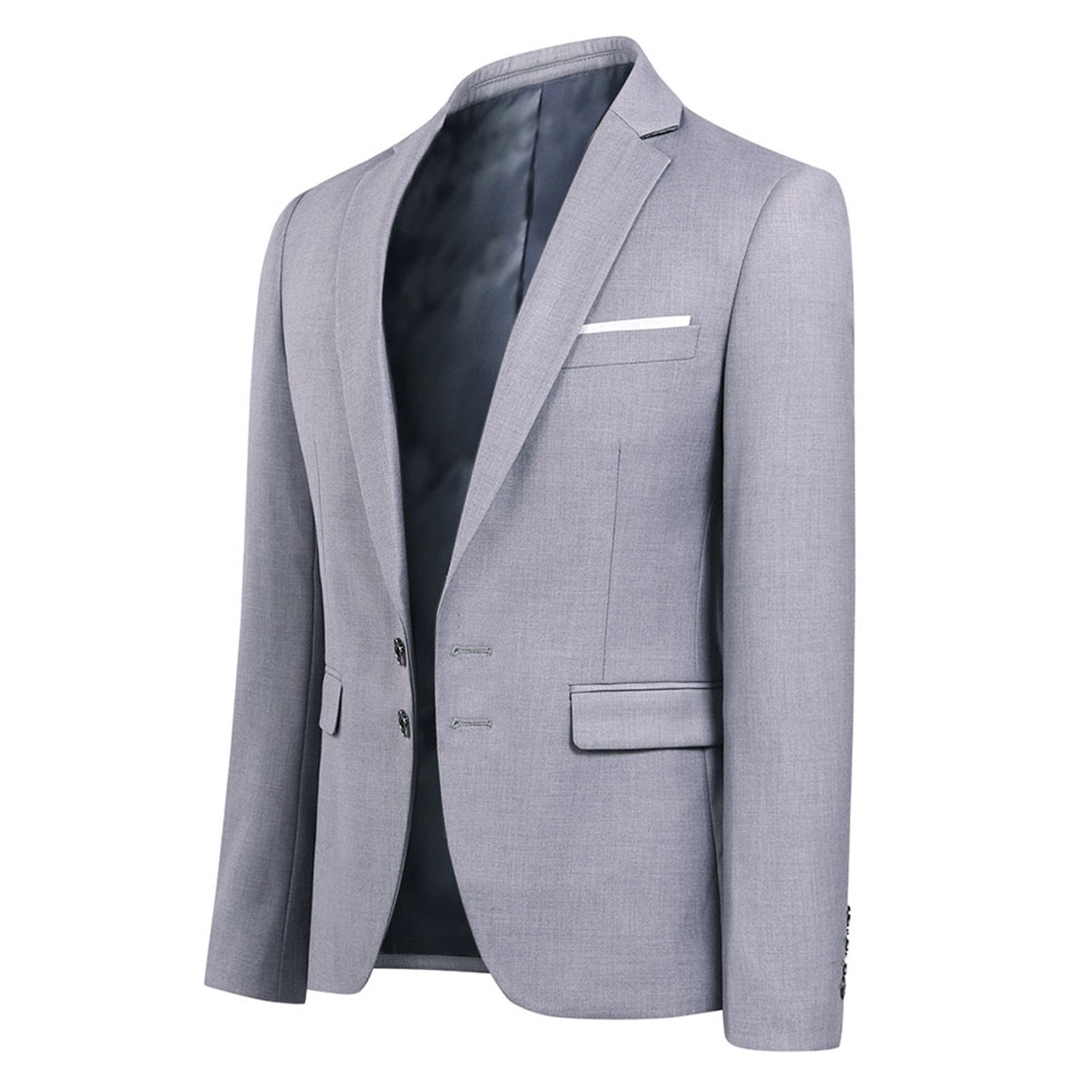 YFFUSHI Mens Slim Fit Blazer Two-Button Casual Suit Jacket Light Gray