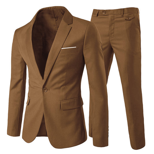 Mens Coffee 2 Piece Slim Fit One Button Suits