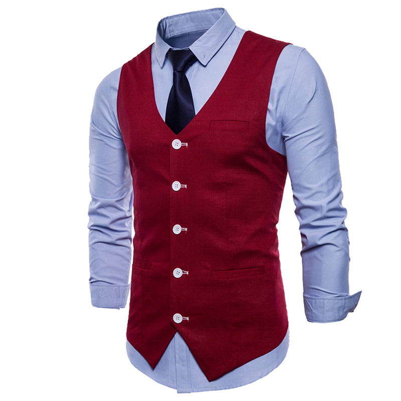 Mens Red Suit Vest