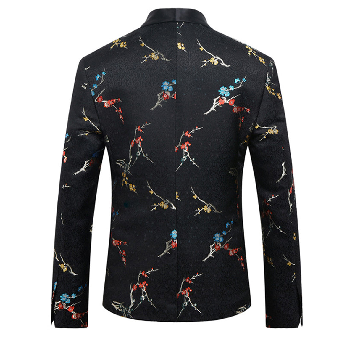 YFFUSHI Mens Floral Blazer Jacket Slim Fit Embroidered Nightclub/Performance Black