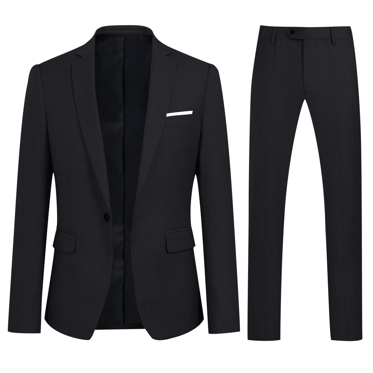 YFFUSHI Slim Fit 2 Piece Suit for Men One Button Casual/Formal Tuxedo Black