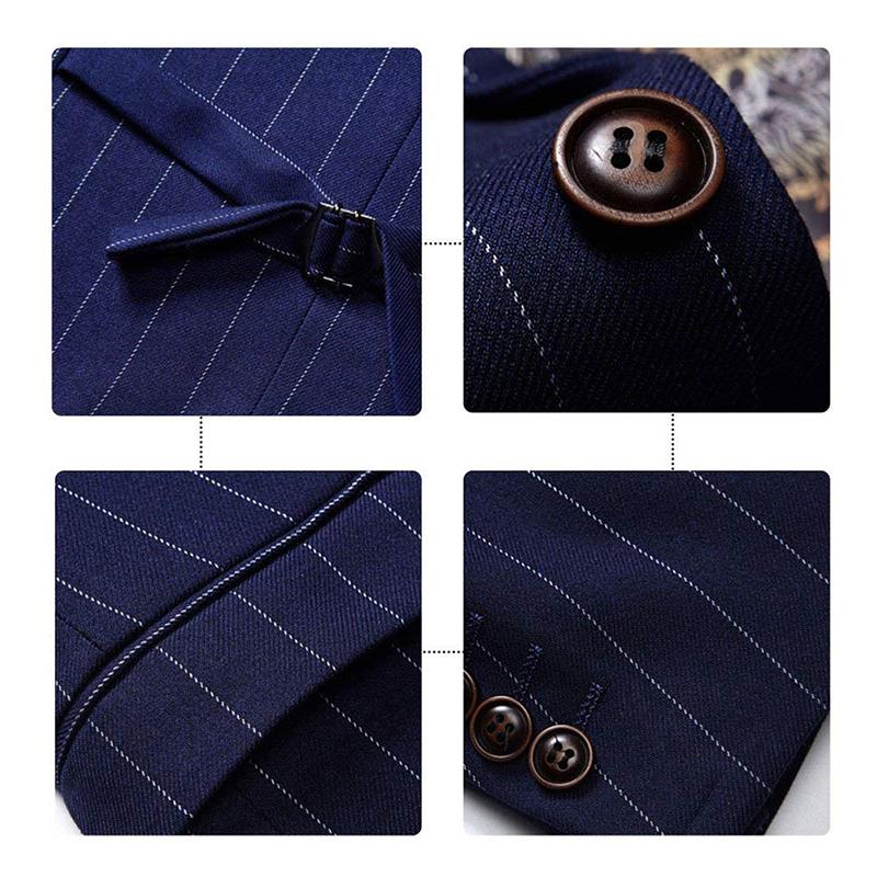 YFFUSHI Three Piece Suit Stripe Design Suit Nagaro Blue