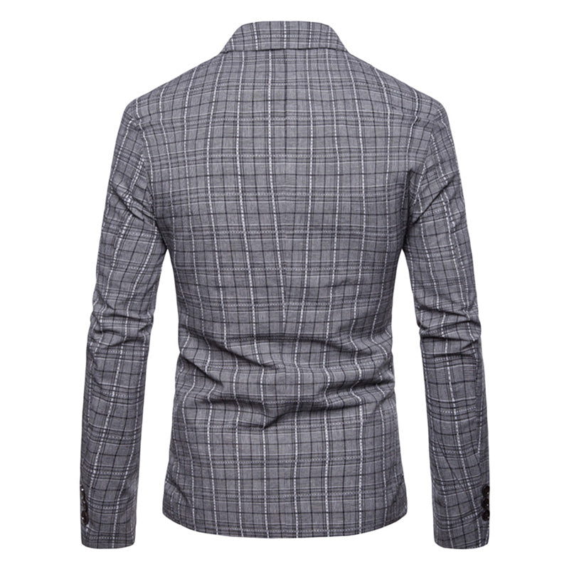 YFFUSHI Mens Plaids Slim Fit One Button Casual Daily Suit Jacket Sport Coat Light Gray