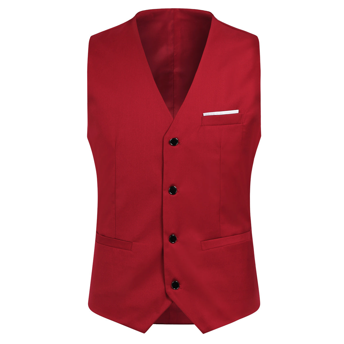 YFFUSHI Mens 3 Piece Suit Slim Fit One Button Solid Color Formal Dress Red