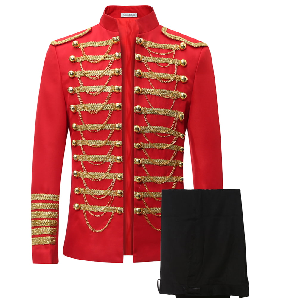 Men`s Red Hussar Uniform Miltary Style Suit