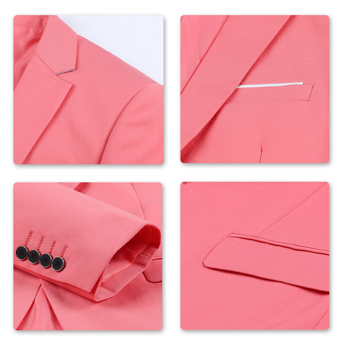 Mens Pink Slim Fit One Button Blazer