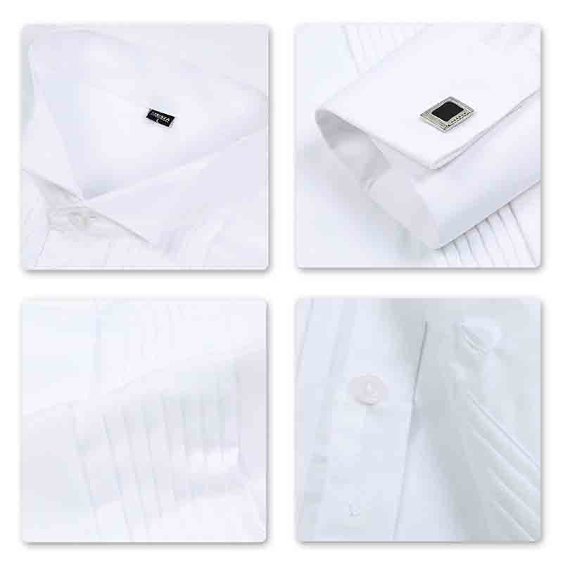 YFFUSHI Slim Fit Dress Shirt with 2 bow ties White