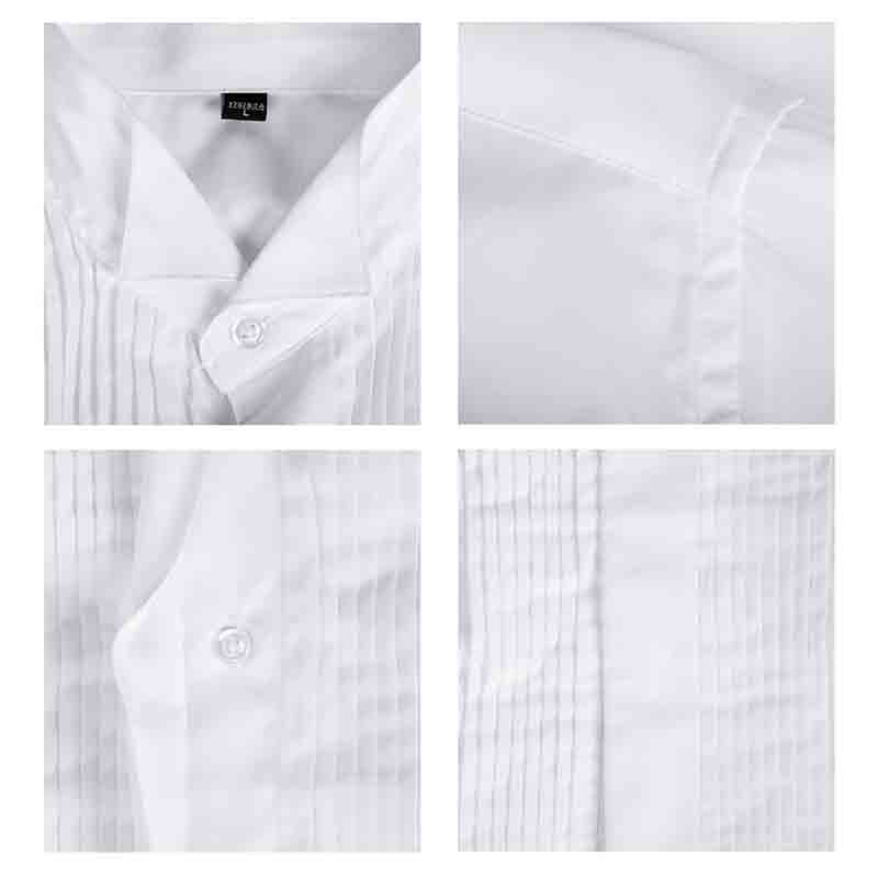 YFFUSHI Slim Fit Dress Shirt with 2 bow ties White