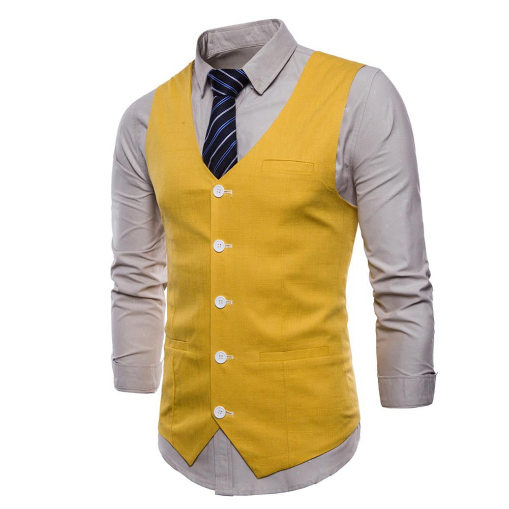 Mens Yellow Suit Vest