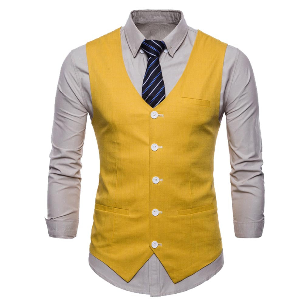 Mens Yellow Suit Vest