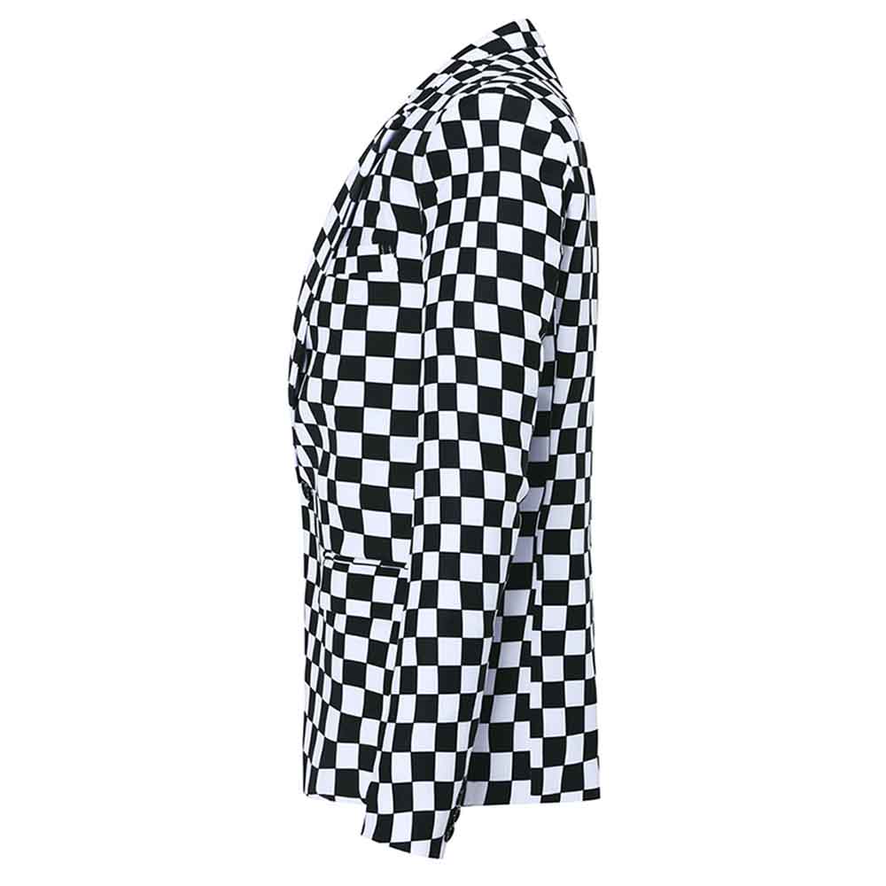 YFFUSHI Mens Checkerboard Print Blazer Slim Fit Plaid Blazer