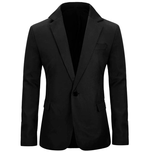 YFFushi Men's Slim Fit Casual Single Breasted Notched Lapel Blazer Jacket Black