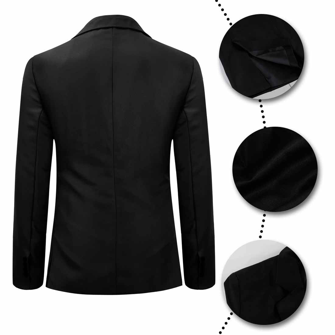 YFFushi Men's Slim Fit Casual Single Breasted Notched Lapel Blazer Jacket Black