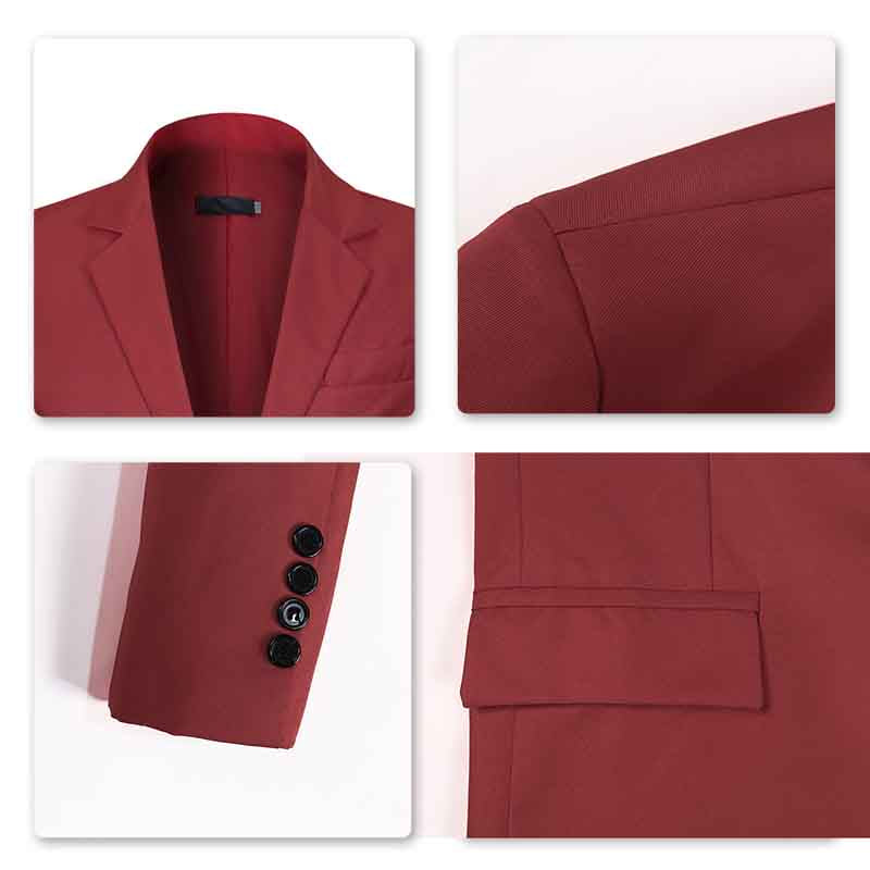 YFFushi Men's Slim Fit Casual Single Breasted Notched Lapel Blazer Jacket Red