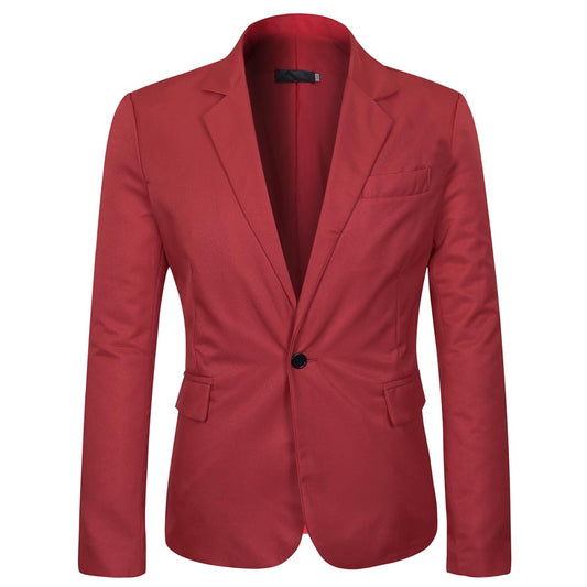 YFFushi Men's Slim Fit Casual Single Breasted Notched Lapel Blazer Jacket Red