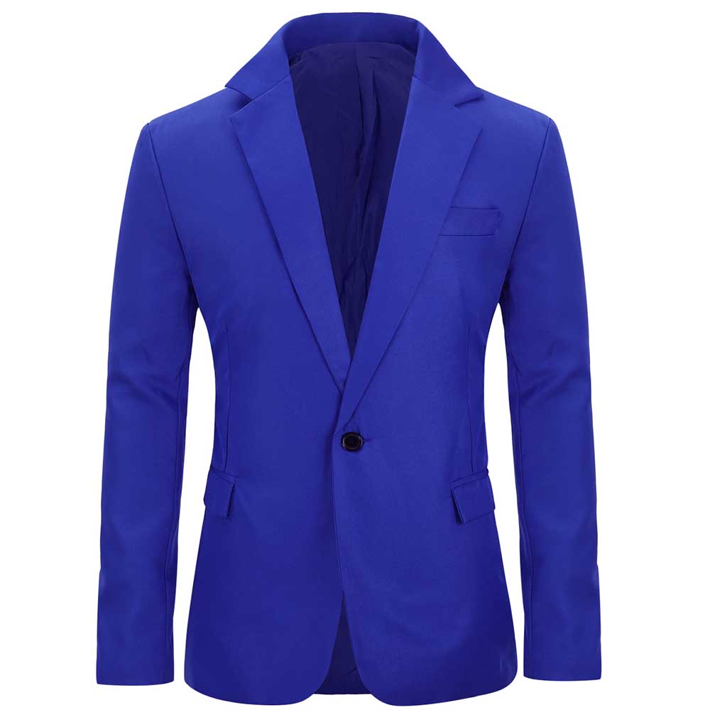 YFFushi Men's Slim Fit Casual Single Breasted Notched Lapel Blazer Jacket Blue