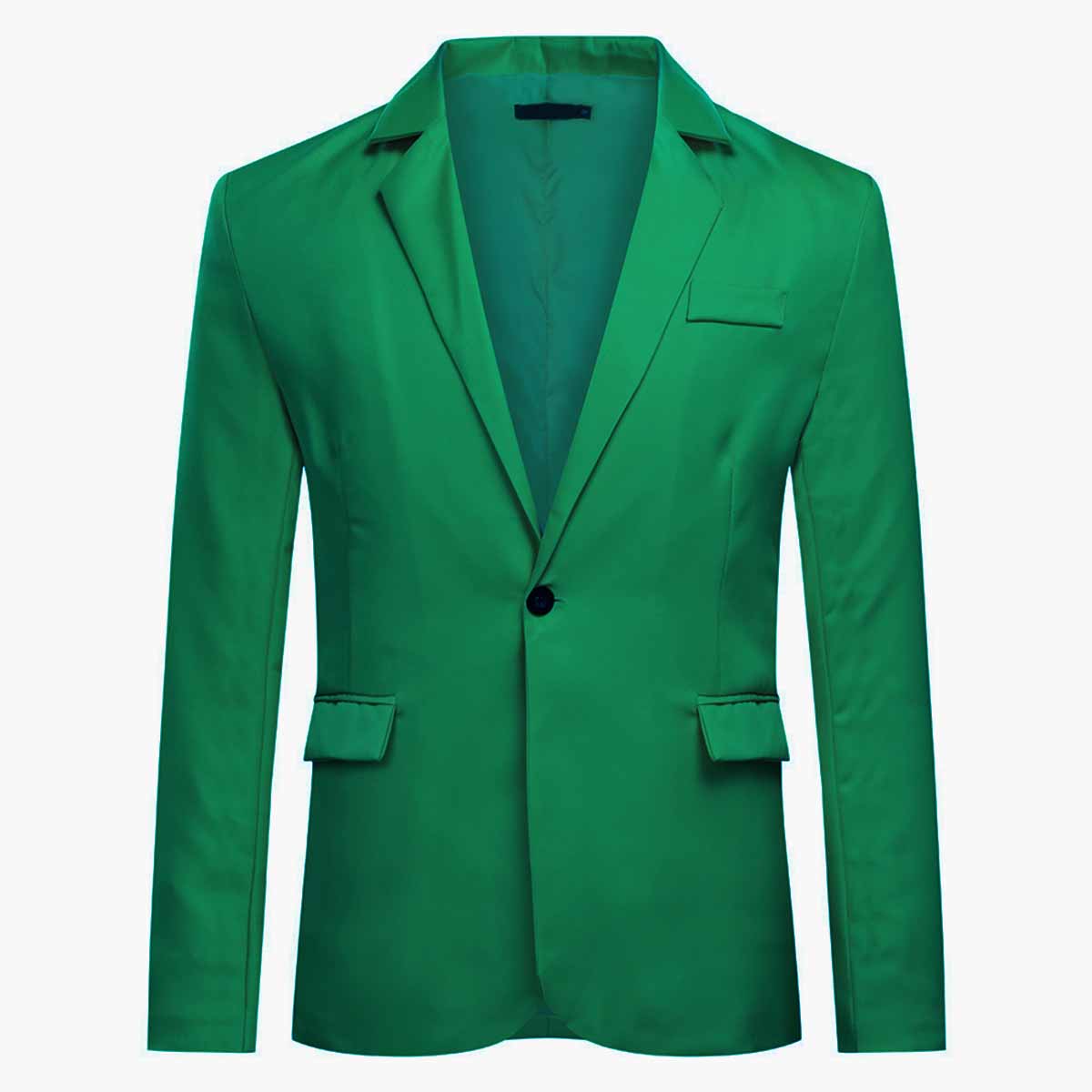 YFFushi Men's Slim Fit Casual Single Breasted Notched Lapel Blazer Jacket Green