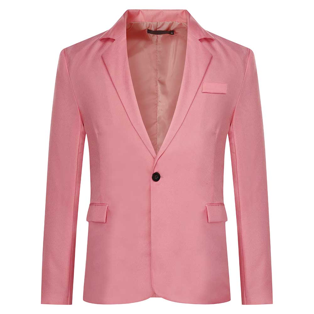 YFFushi Men's Slim Fit Casual Single Breasted Notched Lapel Blazer Jacket Pink