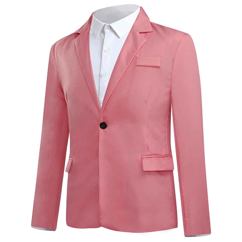 YFFushi Men's Slim Fit Casual Single Breasted Notched Lapel Blazer Jacket Pink