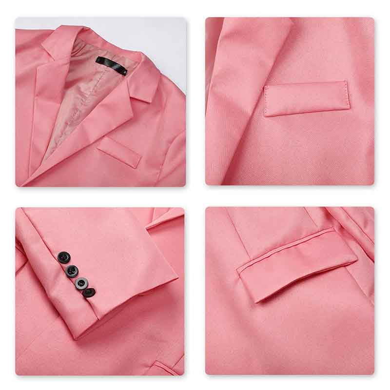 YFFushi Men's Slim Fit Casual Single Breasted Notched Lapel Blazer Jacket Pink