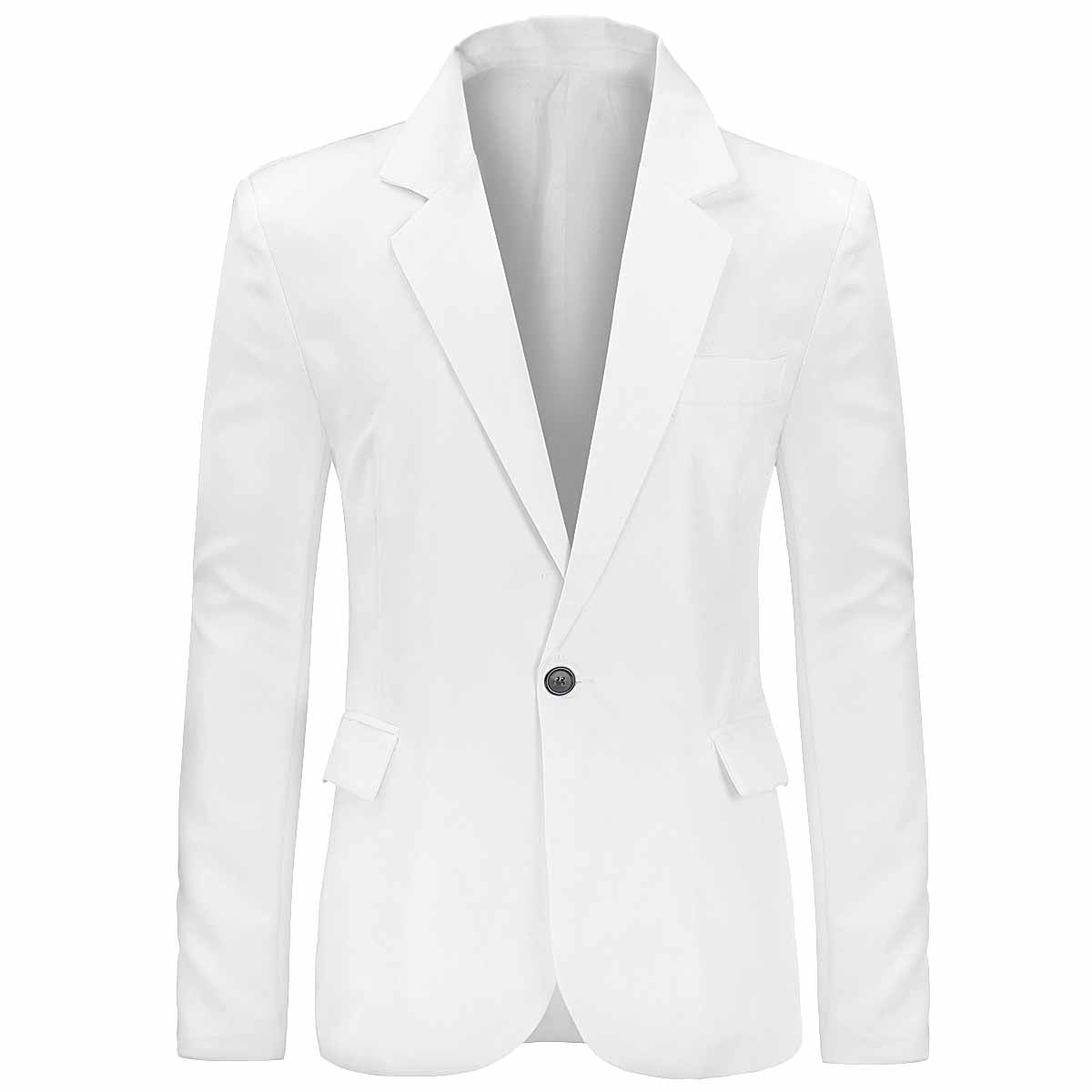 YFFushi Men's Slim Fit Casual Single Breasted Notched Lapel Blazer Jacket White