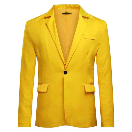 YFFushi Men's Slim Fit Casual Single Breasted Notched Lapel Blazer Jacket Yellow