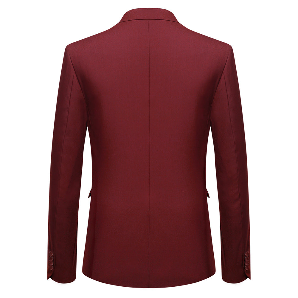 3-Piece Notched Lapel Casual Suit Maroon